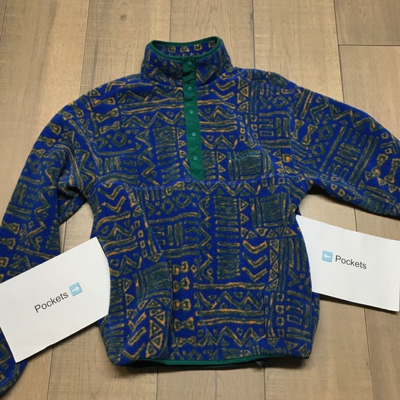 L.L. Bean Jacket Womens Size S Blue Classic Snap T- Fleece Aztec Pullover Hiking - Picture 5 of 9